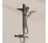 QWAXTRIW Mitigeur de Bain-Douche Mural Cascade avec kit de Rail Montant Rigide, Robinet de Bain Gris élégant pour salles de Bains Modernes, Installation Facile, Conception Durable