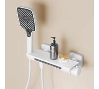 QWAXTRIW Mitigeur thermostatique de Bain avec Motif Cascade Blanche et indicateur de température, Robinet de Douche Mural pour Bain et Douche, Durable et élégant