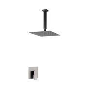 QWAXTRIW Pommeau de Douche à Main Haute Pression Système de Douche Mural Mélangeur de Pluie Gris avec Technologie d'injection d'air Installation Facile Expérience de Spa Luxueuse pour la Mise