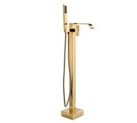 QWAXTRIW Robinet de Bain Cascade autoportant avec douchette à Main, mitigeur de Douche en Laiton, Finition Noire et Or Moderne, Robinet de Salle de Bain de Luxe pour Une expérience de Spa