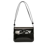 QWAXTRIW Sac à bandoulière en Cuir Verni pour Femmes Sac à Rabat carré avec Sangle réglable avec nœud Papillon Sac sous Les Bras rétro Sac de Voyage