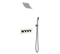 QWAXTRIW Système de Douche à Main en Nickel brossé, Ensemble combiné Mural dissimulé, Robinet de Douche Multifonctionnel avec Pomme de Cascade et contrôle Chaud/Froid, Mise à Niveau de Salle de Bain