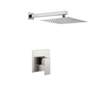 QWAXTRIW Système de Douche Complet en Nickel brossé avec Valve dissimulée Pommeau de Douche à Effet Pluie Moderne réglable à Main et Jet Multifonction pour Une expérience de Bain Luxueuse