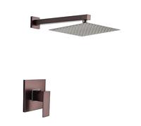 QWAXTRIW Système de Douche Complet Marron avec Valve encastrée, Pomme de Douche Moderne à Effet de Pluie, Pression d'eau réglable, Installation Facile, Mise à Niveau Luxueuse de la Salle de Bain