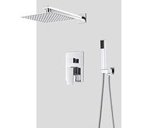 QWAXTRIW Système de Douche dissimulé Ensemble de robinetterie Murale en Laiton chromé avec douchette à Main et Pomme de Douche à Cascade de 8 po Technologie avancée d'injection d'air pour Une