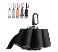 QWB TUMAAOTU Parapluie inversé avec poignée mousqueton, coupe-vent pour la pluie, 117 cm, portable, pliable inversé, pour homme et femme, 10 baleines (noir)