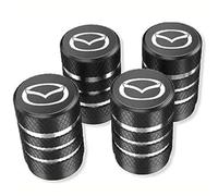 QWCPHGWZ 4 Pièces Bouchon Valve Pneu Voiture pour Mazda 6 SportCombi TENZA 2012-2025,Bouchon De Valve Voiture Protection Accessoire,Black