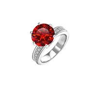 QWdfgS bague en diamant, Alliances de mariage en Moissanite 5ct for femmes, coupe ronde, couleur D, bague diamant VVS1, bagues fiançailles vert/jaune/rose avec certificat(Red,7)