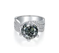 QWdfgS bague en diamant, Bagues de fiançailles Moissanite 5ct for femmes coupe ronde couleur D VVS1 bagues en diamant bleu/jaune/rose bandes mariage avec certificat(Grey,5)