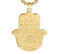 QWdfgS Collier, Collier Main de Fatima Gardienne Spirituelle - Pendentif en Acier Inoxydable Plaqué Or 18K(Gold)