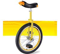 QWdfgS monocycle, Monocycle 20/18/16 Pouces, siège réglable, pneus antidérapants, avec Support de Rangement Robuste, équilibre, Exercice Cyclisme, Fitness for Adulte(Yellow,16inch)