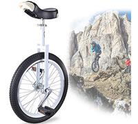 QWdfgS monocycle, Monocycle de 18 Pouces, monocycle extérieur réglable, pneus antidérapants, avec Support Rangement Robuste, équilibre, Exercice Cyclisme, Fitness for Adulte(White)