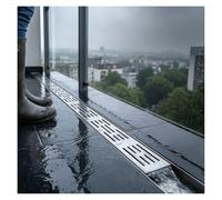 QWEASDF Caniveau Etroit Terrasse de Douche, Crépines Linéaires de Gouttière | Caniveau Exterieur Caniveau de Drainage Français,pour Jardin, Terrasse, Allée Drainage Terrasse, Piscine