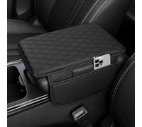 QWEDFSD Cuir Housse D'Accoudoir De Voiture pour Mercedes-Benz EQB 5Seats 2021 2022 2023,Anti-Rayures Coussin Rehausseur D'Accoudoir Deux Sacs De Rangement Coussin Accoudoir Voiture,A/Black