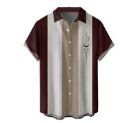 QWEFVB Chemise de bowling hawaïenne pour homme, grande et grande taille, rétro, boutonnée, style vintage Guayabera Camp, A Classics Brown, 6XL