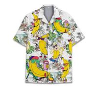 QWEFVB Chemise hawaïenne à manches courtes pour homme, motif raton laveur tropical, décontracté, boutons, vacances, plage, été, Banane 2, 4XL