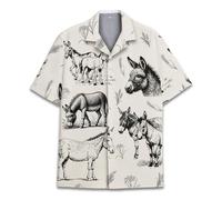 QWEFVB Chemise hawaïenne à manches courtes pour homme, motif raton laveur tropical, décontracté, boutons, vacances, plage, été, Âne, M