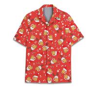QWEFVB Chemise hawaïenne de vacances pour homme et femme, chemise hawaïenne de Noël, fête, été, plage, boutons à manches courtes, Bières de Noël, XXL
