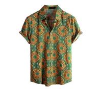 QWEFVB Chemise hawaïenne décontractée à manches courtes pour homme Motif tropical, tournesol, M