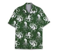 QWEFVB Chemise hawaïenne pour homme et femme - Chemise hawaïenne amusante - Manches courtes - Bouton décontracté, Poulpe, XXL