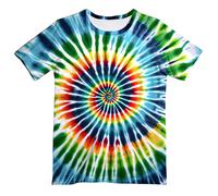 QWEFVB Chemise tie and dye fluo pour enfants garçons filles T-shirt hippes T-shirt pour enfants âgés de 6 à 16 ans, Orange/vert., 13-14 ans