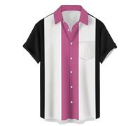 QWEFVB Chemises de bowling rétro des années 50 pour homme - Imprimé flamant rose, 1 noir, rose, blanc, 3XL