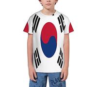 QWEFVB Drapeau de Trinité-et-Tobago T-shirt à manches courtes pour adolescents garçons filles, Drapeau de la Corée du Sud 3, 9-10 ans