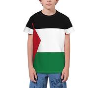 QWEFVB Drapeau de Trinité-et-Tobago T-shirt à manches courtes pour adolescents garçons filles, Drapeau de la Palestine 5, 5-6 ans