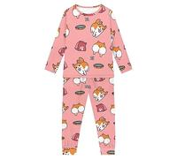 QWEFVB Ensemble de pyjama à manches longues pour fille, Corgi Dog, 11-12 ans