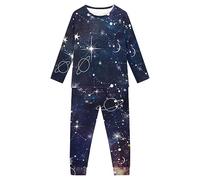 QWEFVB Ensemble pyjama 2 pièces pour enfant, Univers Galaxy Planet, 11-12 ans