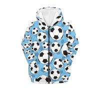 QWEFVB Sweat à capuche à fermeture éclair intégrale pour garçons - Chaud et doux - Style décontracté - Motif animal, Imprimé football bleu, S