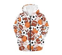 QWEFVB Sweat à capuche doux à fermeture éclair avec poches pour filles et garçons, Baseball Football, S