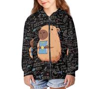 QWEFVB Sweat à capuche zippé pour filles de 6 à 16 ans, haut décontracté à manches longues pour adolescents et enfants, Capybara Mathématiques, S