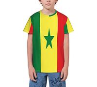 QWEFVB T-shirt à manches courtes avec drapeau de l'Uruguay pour adolescents, garçons et filles, Drapeau Sénégal 15, 9-10 ans