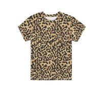 QWEFVB T-shirt à manches courtes en polyester pour garçon et fille - T-shirt graphique amusant - Taille 3-16 ans, imprimé léopard, 13-14 ans