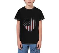 QWEFVB T-shirt à manches courtes pour adolescents avec drapeau américain, Drapeau Américain Vintage Love 7, 11-12 ans