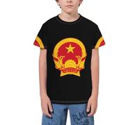 QWEFVB T-shirt à manches courtes pour adolescents avec drapeau de la Côte d'Ivoire, Emblème national du Vietnam 9, 5-6 ans