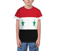 QWEFVB T-shirt à manches courtes pour adolescents avec drapeau de la France, Drapeau de la Syrie 7, 9-10 ans