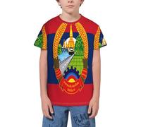 QWEFVB T-shirt à manches courtes pour adolescents avec drapeau de la Guyane, Drapeau du Laos 7, 5-6 ans