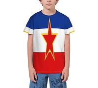 QWEFVB T-shirt à manches courtes pour adolescents avec drapeau de l'État, Drapeau Yougoslavie 9, 3-4 ans