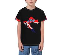 QWEFVB T-shirt à manches courtes pour adolescents avec drapeau de l'Indonésie, Drapeau de la Croatie Carte 4, 5-6 ans