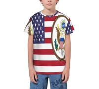 QWEFVB T-shirt à manches courtes pour adolescents avec drapeau de l'Indonésie, Drapeau des États-Unis 7, 3-4 ans