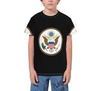 QWEFVB T-shirt à manches courtes pour adolescents avec drapeau de l'Indonésie, Emblème national des États-Unis 10, 5-6 ans