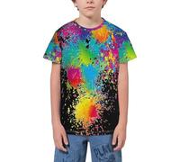 QWEFVB T-shirt à manches courtes pour adolescents avec drapeau des Philippines, Peinture aérosol colorée 13, 3-4 ans