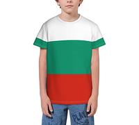 QWEFVB T-shirt à manches courtes pour adolescents avec drapeau du Canada, Drapeau Bulgarie 2, 11-12 ans