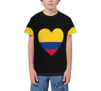 QWEFVB T-shirt à manches courtes pour adolescents avec drapeau du Costa Love Costa, Drapeau Love Colombie 0 4, 5-6 ans