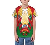 QWEFVB T-shirt à manches courtes pour adolescents avec drapeau du Sénégal, Drapeau de la Biélorussie 12, 5-6 ans