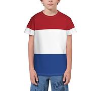 QWEFVB T-shirt à manches courtes pour adolescents avec drapeau pour garçons et filles, Drapeau des Pays-Bas 4, 3-4 ans