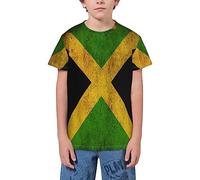 QWEFVB T-shirt à manches courtes pour adolescents avec drapeau pour garçons et filles, Drapeau Jamaïque 11, 9-10 ans