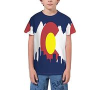 QWEFVB T-shirt à manches courtes pour adolescents avec drapeau pour garçons et filles, Texas Flag Reflexion 5, 11-12 ans
